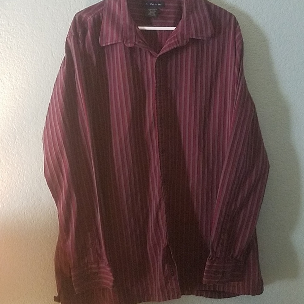 J. Ferrar maroon striped dress shirt 2xlt